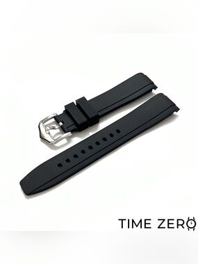 New Black Curved End Rubber Watch Strap (The Element Collection) by Time Zero